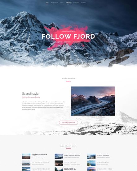 Fjord WordPress theme Home Layout