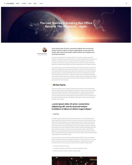 Framerate WordPress theme Post Layout
