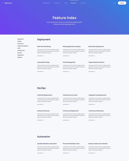 DevStack Joomla template Feature Index Layout