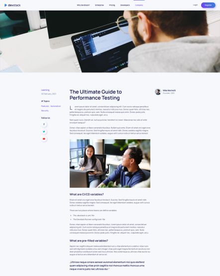 DevStack WordPress theme Post Layout