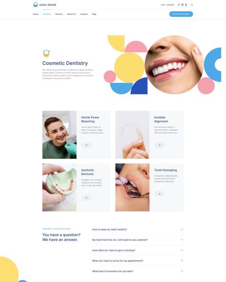 Union Dental WordPress theme Service Category Layout