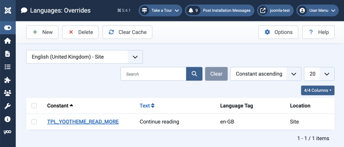 Override language strings