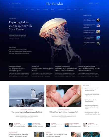 Paladin Joomla template Science Layout