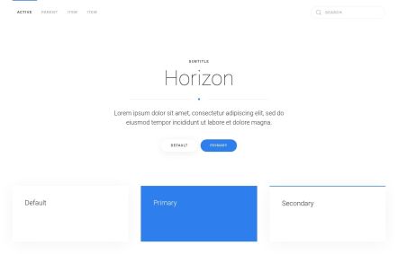 Horizon WordPress theme UI Elements in White Blue Style