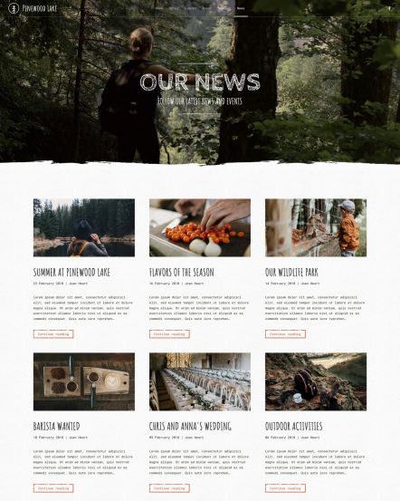 Pinewood Lake Joomla template Post Index Layout