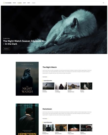 Framerate WordPress theme TV Show Categories Layout