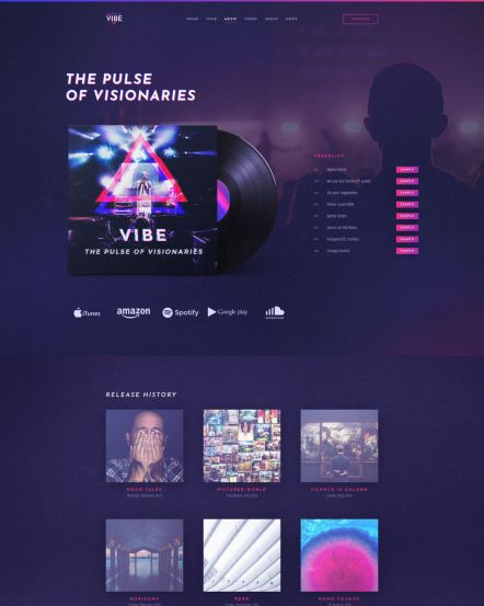 Vibe WordPress theme Discography Layout