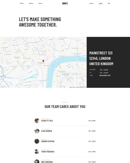 Craft Joomla template Contact Layout