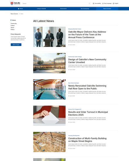 Oakville Joomla template Post Index Layout