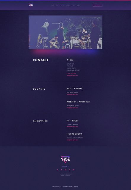 Vibe WordPress theme Contact Layout