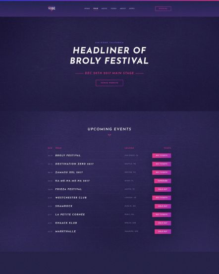 Vibe WordPress theme Tour Schedule Layout