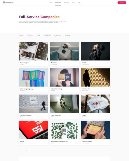 Creative Hub WordPress theme Company Category Layout