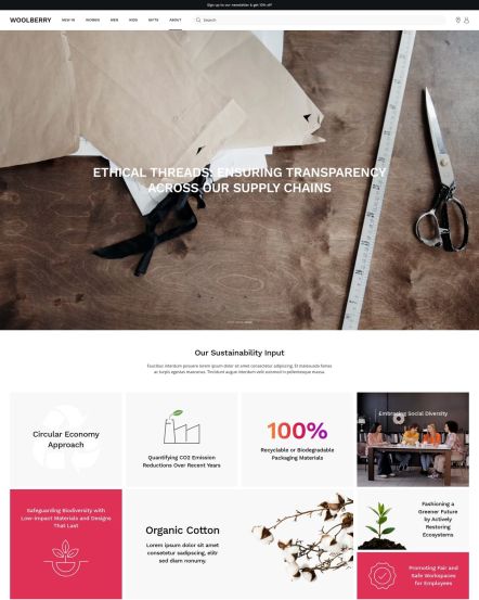 Woolberry Joomla template Sustainability Layout