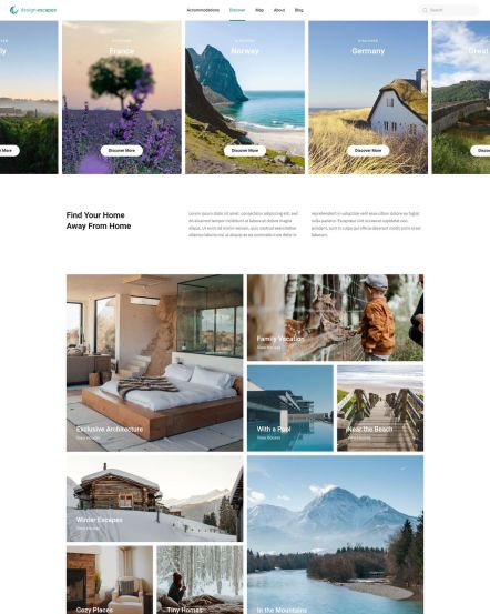 Design Escapes WordPress theme Discover Tags Layout