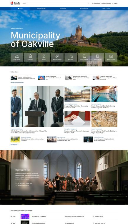 Oakville Joomla Template Home Layout
