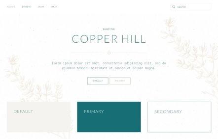 Copper Hill WordPress theme UI Elements in Light Turquoise Style