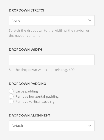 Dropdown layouts