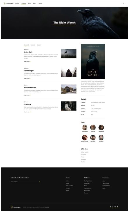 Framerate WordPress theme TV Show Category Layout