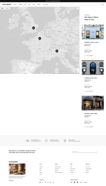 Woolberry WordPress Theme Location Layout