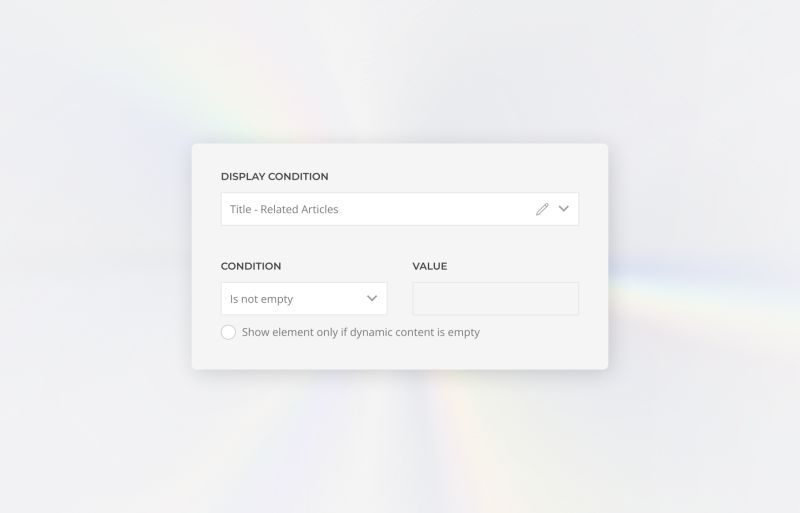 Display Conditions