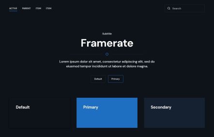 Framerate WordPress theme UI Elements in Black Blue Style