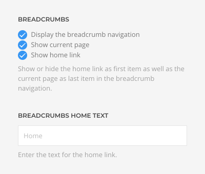 Breadcrumbs setting