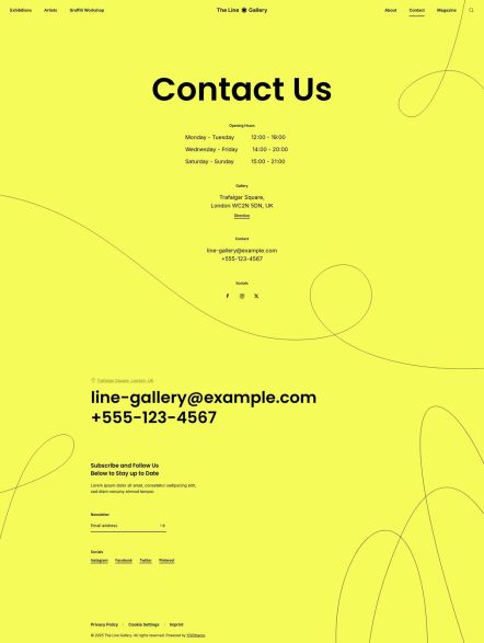 Line Gallery WordPress theme Contact Layout