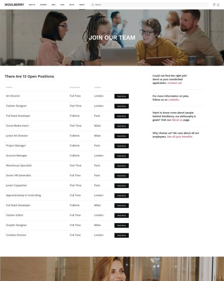 Woolberry Joomla template Open Positions Layout