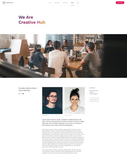 Creative Hub WordPress theme About Layout