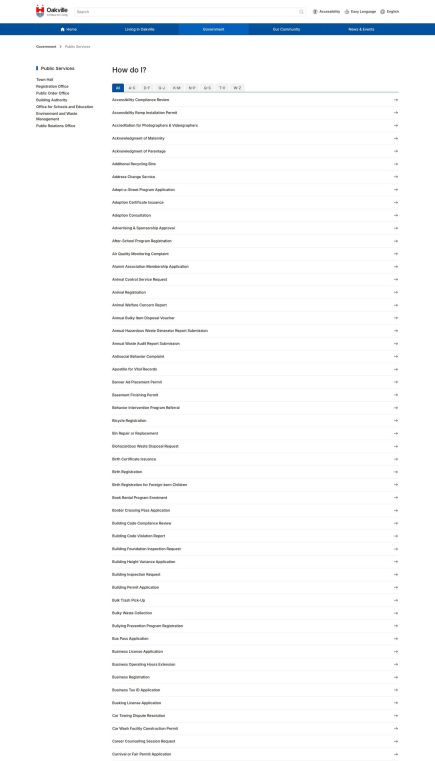 Oakville WordPress Theme Index Layout