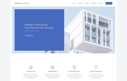 Morgan Consulting Joomla template Home Page in White Dove Style