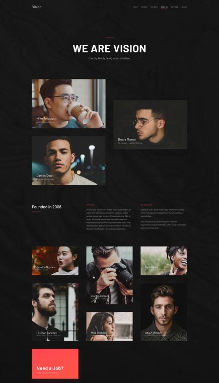 Vision WordPress Theme Team Layout