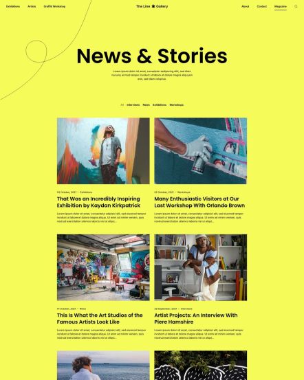 Line Gallery WordPress theme Post Index Layout