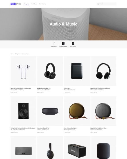 Tech Space WooCommerce theme Product Category Layout