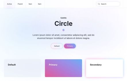 Circle WordPress theme UI Elements in White Purple Style