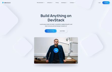 DevStack Joomla template Home Page in Light Blue Style