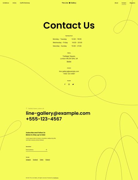 Line Gallery WordPress theme Contact Layout