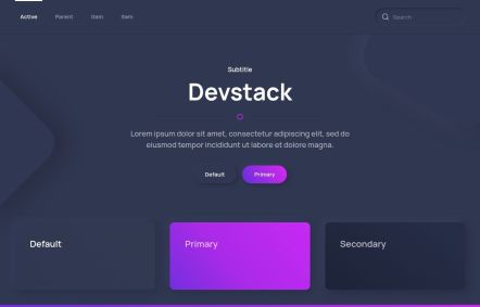 DevStack Joomla template UI Elements in Dark Purple Style