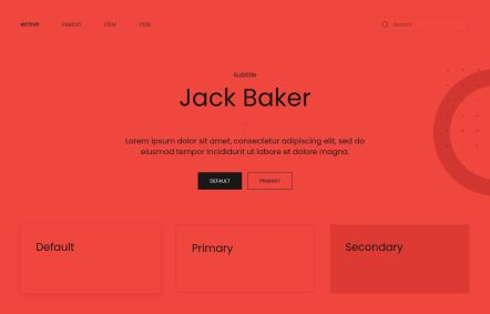 Jack Baker WordPress theme UI Elements in Red Black Style