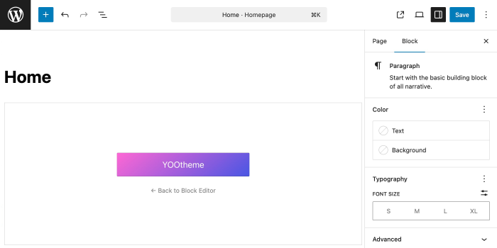 WordPress page edit screen