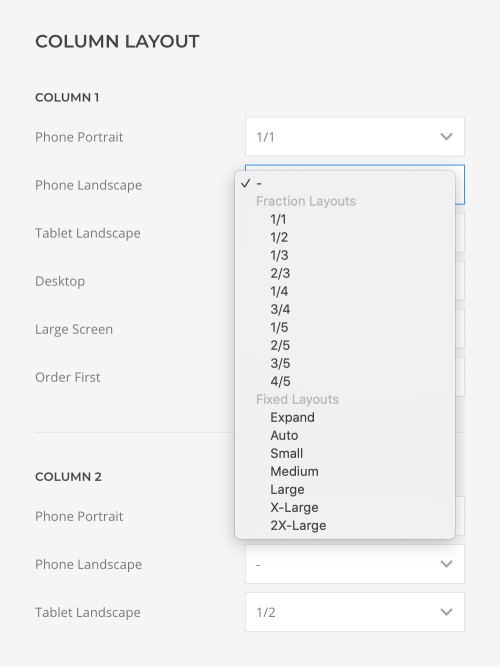 Column width