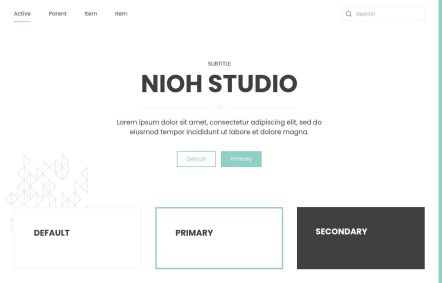 Nioh Studio WordPress theme UI Elements in White Turquoise Style