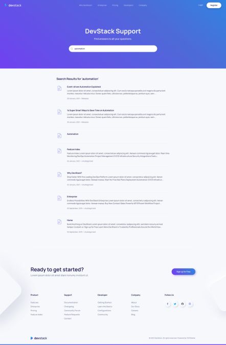 DevStack Joomla template Search Layout