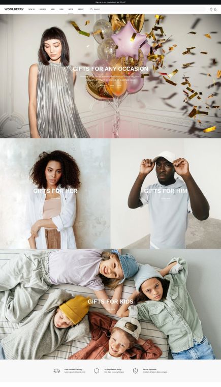 Woolberry WordPress Theme Categories Layout