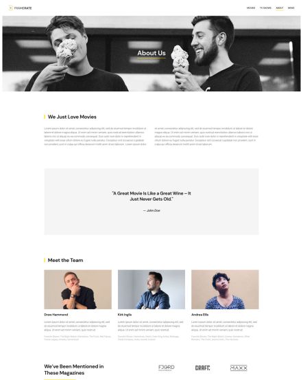 Framerate WordPress theme About Layout