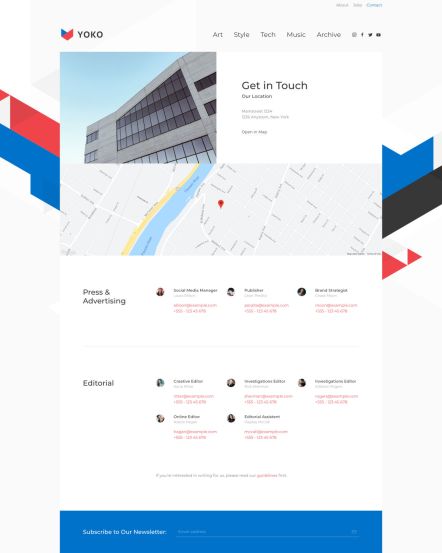 Yoko Joomla template Contact Layout