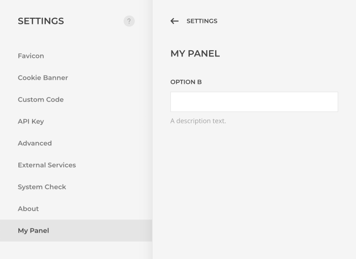 Panel in the customizer