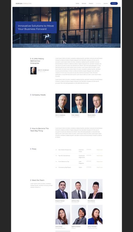 Morgan Consulting Joomla Template About Layout