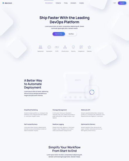 DevStack Joomla template Landing Page Layout