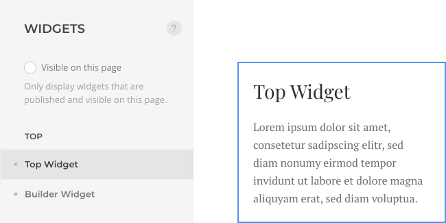 Widgets panel
